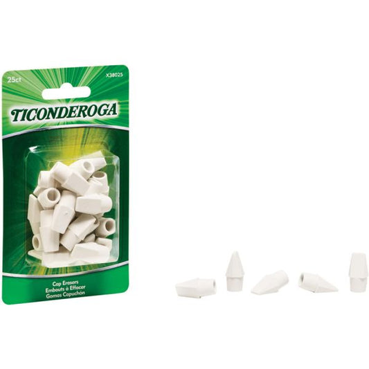 Ticonderoga White Erasers White - Wedge - Vinyl - 25 / Pack - Latex-free, Non-toxic, Smudge-free