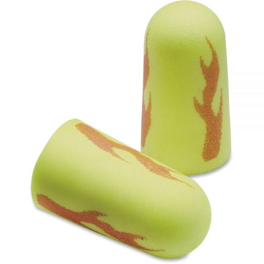 3M E-A-Rsoft Blasts Earplugs, Cordless, Foam, Yellow Neon/Red Flame, 200 Pairs/Box