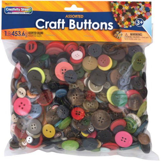 Pacon Craft Button Variety Pack Craft, Classroom Activities, Collage, Decoration, Mask, Puppet, Toy - 1 / Pack - Assorted