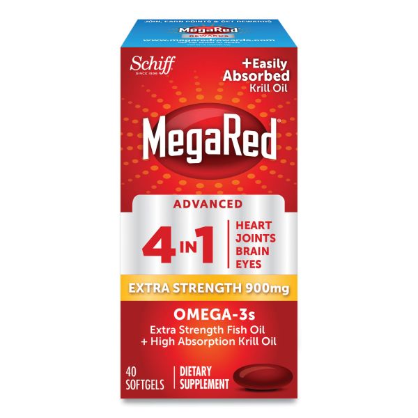 MegaRed Advanced 4-in-1 Omega-3 Softgel, 900 mg, 40 Count