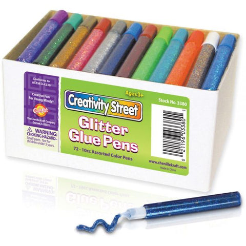 Creativity Street Glitter Glue Pens, Assorted, 10 cc Tube, 72/Pack