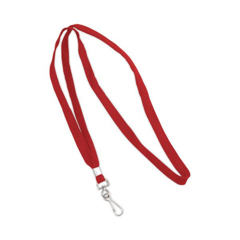 Advantus Deluxe Lanyards, Metal J-Hook Fastener, 36" Long, Red, 24/Box