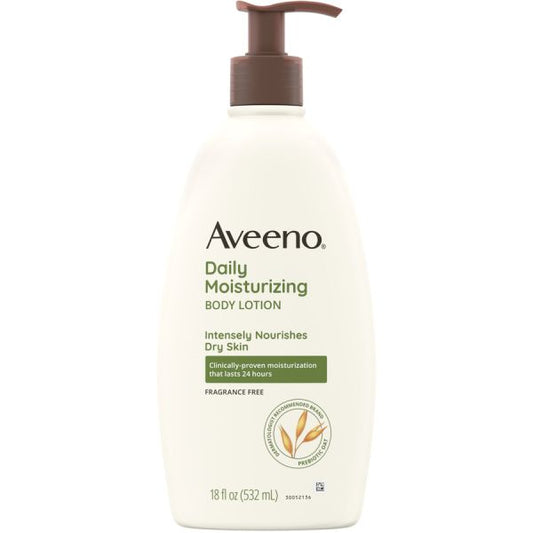 Aveeno Daily Moisturizing Body Lotion Lotion - 18 fl oz - For Dry Skin - Applicable on Body - Moisturising, Fragrance-free, Non-greasy, Non-comedogenic, Soothing Oat, Rich Emollients, Nourishes Dry Skin, Gentle - 1 Each