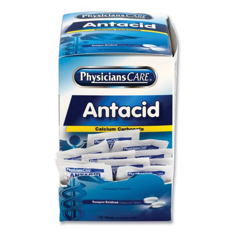 PhysiciansCare Antacid Calcium Carbonate Medication, Two-Pack, 50 Packs/Box