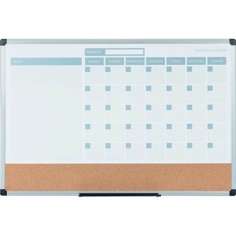 MasterVision 3-in-1 Calendar Planner, 36 x 24, White Surface, Silver Aluminum Frame, Undated Calendar