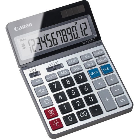 Canon TS1200TSC 12-digit Desktop Calculator Extra Large Display - 12 Digits - LCD - Solar Powered - 7" x 5" x 0.7" - Metal - Desktop - 1 Each