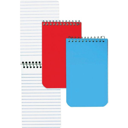 Rediform Wirebound Memo Notebooks 3" x 5" Size - Ruled - Wire Binding - White Paper - Assorted Cover Colors - 60 Sheets/ Notebook - 12 Notebooks