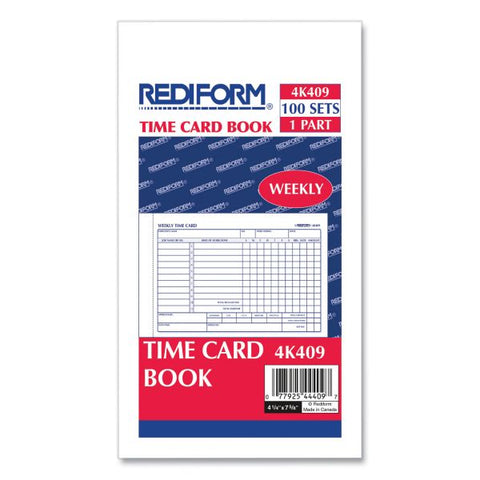 Rediform Weekly Employee Time Cards, One Side, 4.25 x 7, 100/Pad