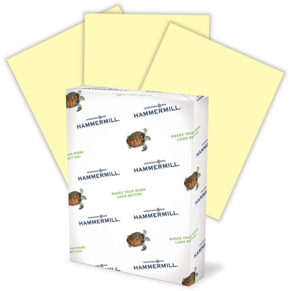 Hammermill Recycled Colored Paper, 20 lb, 8 1/2 x 11, Canary, 500 Sheets/Ream