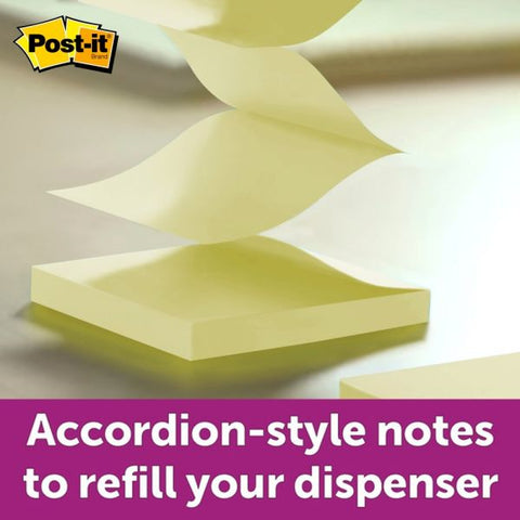 Post-it Dispenser Notes Super Sticky Pop-up 3 x 3 Note Refill, 3" x 3", Canary Yellow, 90 Sheets/Pad, 12 Pads/Pack