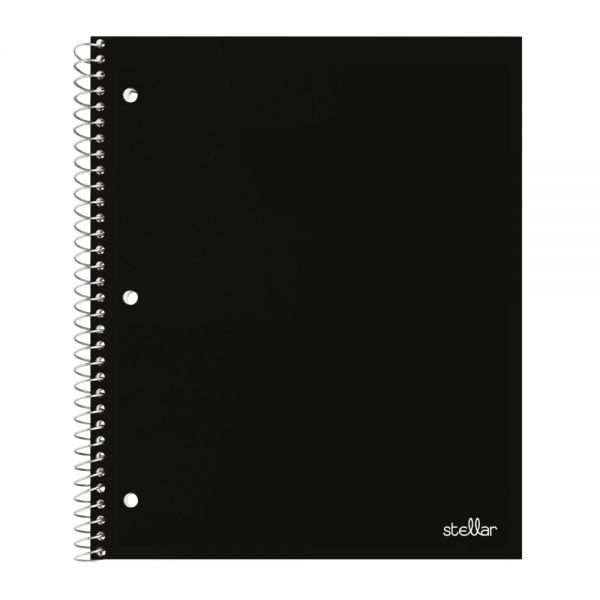 Stellar Poly Notebook, 8-1/2" x 11", 1 Subject, College Ruled, 100 Sheets, Black