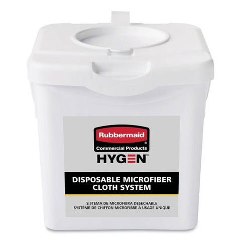 Rubbermaid Commercial HYGEN Disposable Microfiber Charging Bucket, 7.92 x 7.75 x 7.44, White, 4/Carton 7.9" Width x 7.4" Height x 7.8" Length - 4 / Carton - White - Microfiber