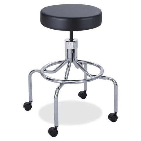 Safco High Base Screw Lift Lab Stool 25" Diameter - 25"-33" Height - 250 lb Weight Capacity - Vinyl - Black - No Assembly Required