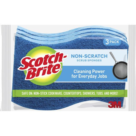 Scotch-Brite No Scratch Scrub Sponges 2.75" x 4.5" - Blue - 3/ Pack