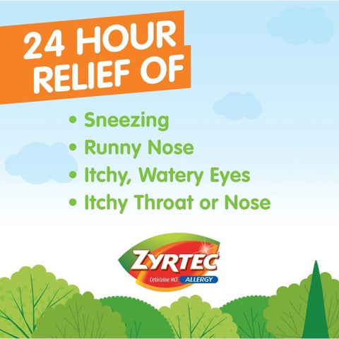 Zyrtec AllergyTablets For Runny Nose, Sneezing, Itchy Throat - 30 / Box