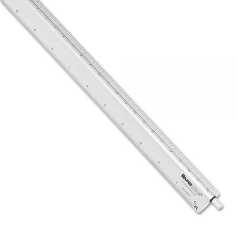 Chartpak Adjustable Triangular Scale Aluminum Architects Ruler, 12" Long, Silver