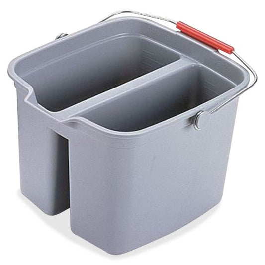 Rubbermaid Commercial Double Pail 17 quart - Sturdy Handle - 10.1" x 13.9" - Plastic - Gray - 6 / Carton