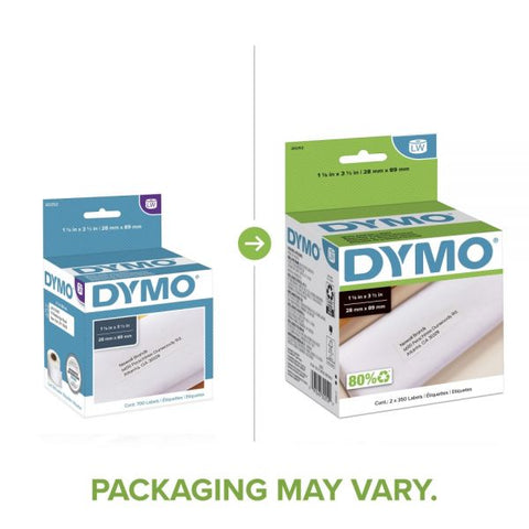 DYMO LabelWriter Address Labels, 1.12" x 3.5", White, 350 Labels/Roll, 2 Rolls/Pack