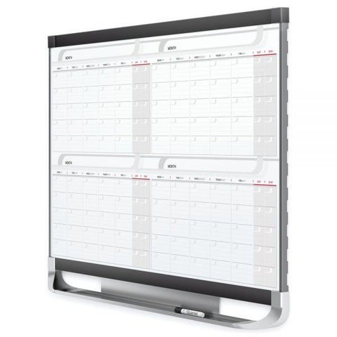 Quartet Prestige 2 Total Erase Four-Month Calendar, 36 x 24, Graphite Color Frame, Undated Calendar