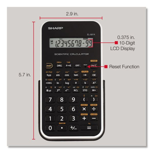 Sharp EL-501XBWH Scientific Calculator, 10-Digit LCD