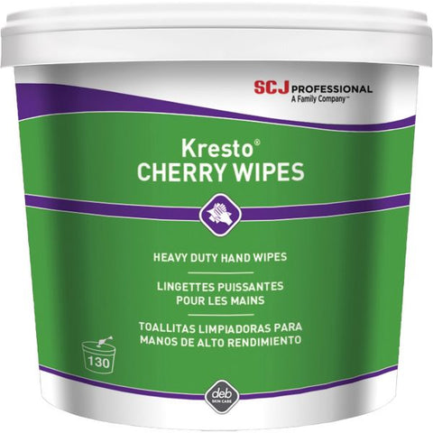 SC Johnson Kresto Heavy-Duty XL Hand Wipes Cherry - 10" x 12" - White, Red - Polypropylene - Silicone-free, Non-toxic, Easy to Use, Absorbent, Silicone-free, Heavy Duty, Smooth, Anti-contamination - For Hand, Skin - 520 / Carton