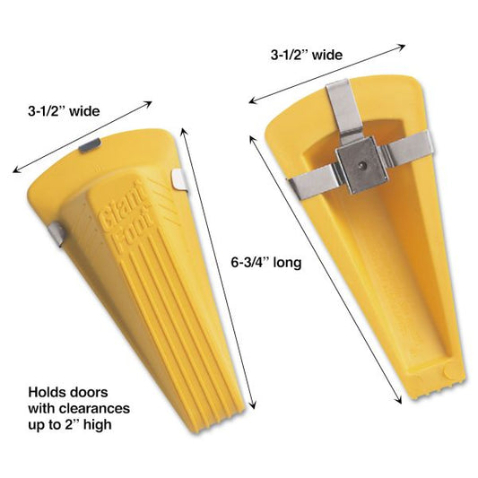 Master Caster Giant Foot Magnetic Doorstop, No-Slip Rubber Wedge, 3.5w x 6.75d x 2h, Yellow