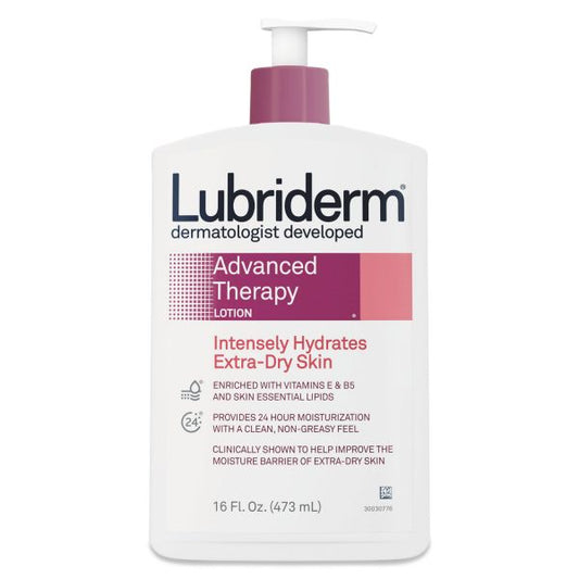 Lubriderm Advanced Therapy Moisturizing Hand/Body Lotion, 16oz Pump Bottle, 12/Carton