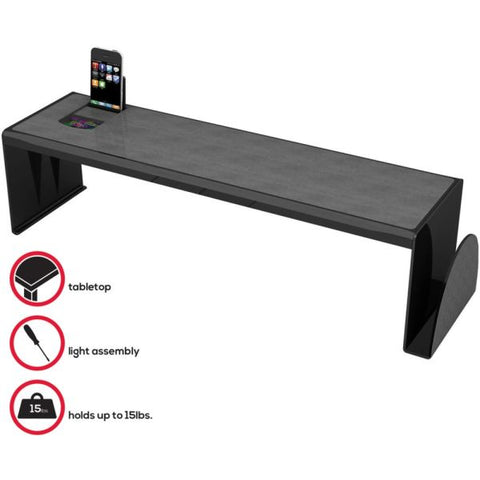 Deflecto Sustainable Office Heavy-Duty Desk Shelf 6.8" Height x 25.6" Width x 7" Depth - Desktop - Sturdy, Document Holder - 30% Recycled - Black - Plastic - 1 Each