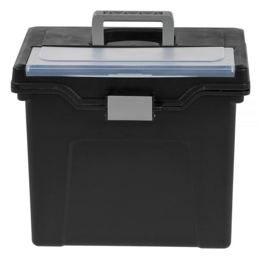 Mobile File Box, Large, Letter Size, 11 5/8"H x 13 3/8"W x 10"D, Black/Silver