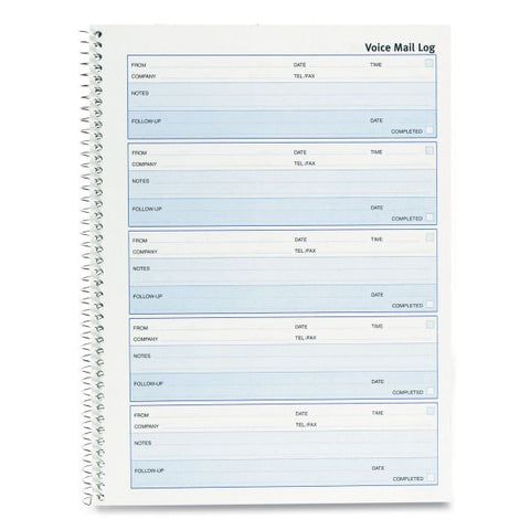 Rediform Follow-up Wirebound Voice Mail Log Book, One-Part (No Copies), 7.5 x 2, 5 Forms/Sheet, 500 Forms Total