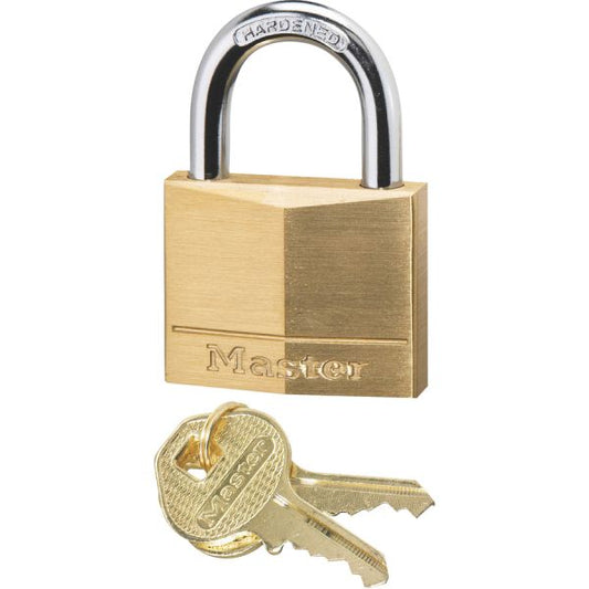 Master Lock Four-Pin Keyed Padlock 1.6" Body - Brass, Steel - (2) Keys