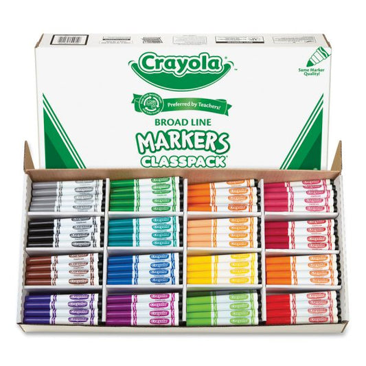 Crayola Non-Washable Marker, Broad Bullet Tip, Assorted Classic Colors, 256/Box