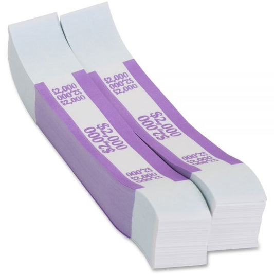 Pap-R Products Currency Straps, Violet, $2,000 in $20 Bills, 1000 Bands/Pack