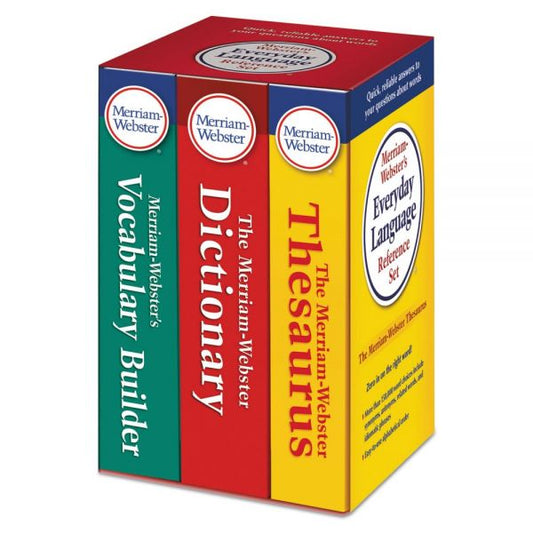 Merriam Webster Everyday Language Reference Set, Dictionary, Thesaurus, Vocabulary Builder