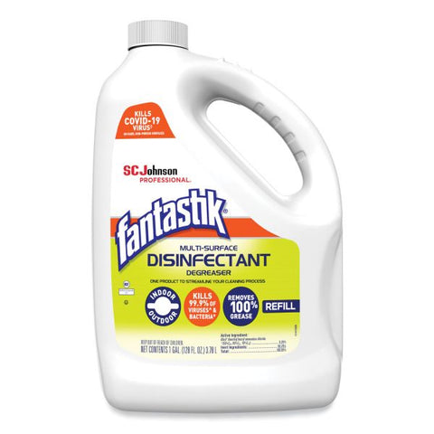 Fantastik Multi-Surface Disinfectant Degreaser, Pleasant Scent, 1 Gallon Bottle, 4/Carton Spray - 128 fl oz (4 quart) - Fresh Scent - 4/ Carton - White