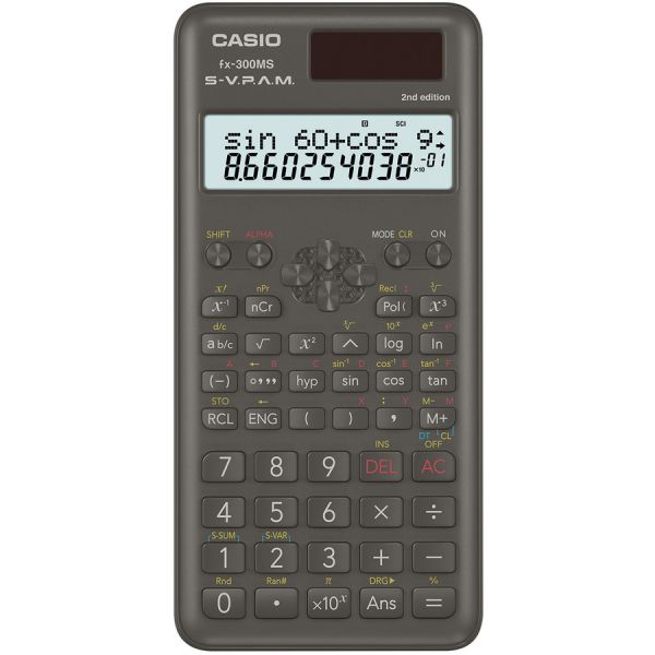 Casio FX-300ESPLS2-S Scientific Calculator Textbook Display, Solar, Auto Power Off - 4 Line(s) - 16 Digits - Solar Powered