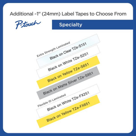 Brother P-Touch TZe Standard Adhesive Laminated Labeling Tape, 0.94" x 26.2 ft, Black on White