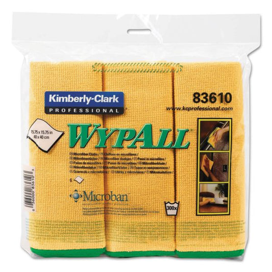 WypAll Microfiber Cloths, Reusable, 15.75 x 15.75, Yellow, 6/Pack