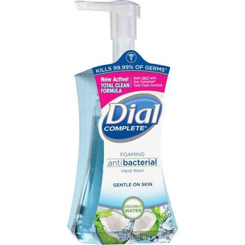 Dial Complete Antibacterial Foaming Hand Soap 7.5 oz Size - Coconut Water Scent - Push Pump Dispenser - Moisturizing - 8/ Carton