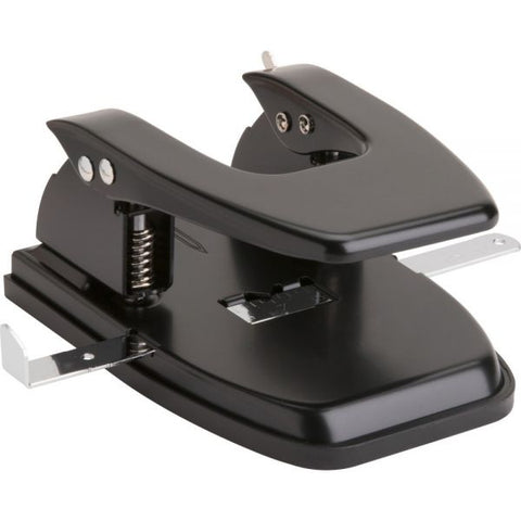 Business Source Heavy-Duty Two-Hole Punch 2 Punch Heads - 9/32" Hole Diameter - 30 Sheet Capacity - Black