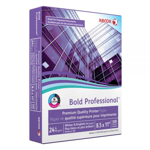 Xerox Bold Professional Quality Paper, 98 Brightness, 24 lb, 8 1/2 x 11, White, 500 Sheets/Ream