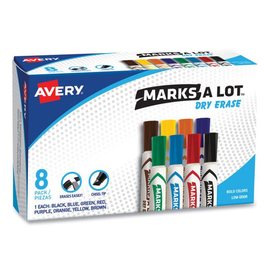 Avery MARK A LOT Desk-Style Dry Erase Marker, Chisel Tip, Assorted, 8/Set      (6) Reviews