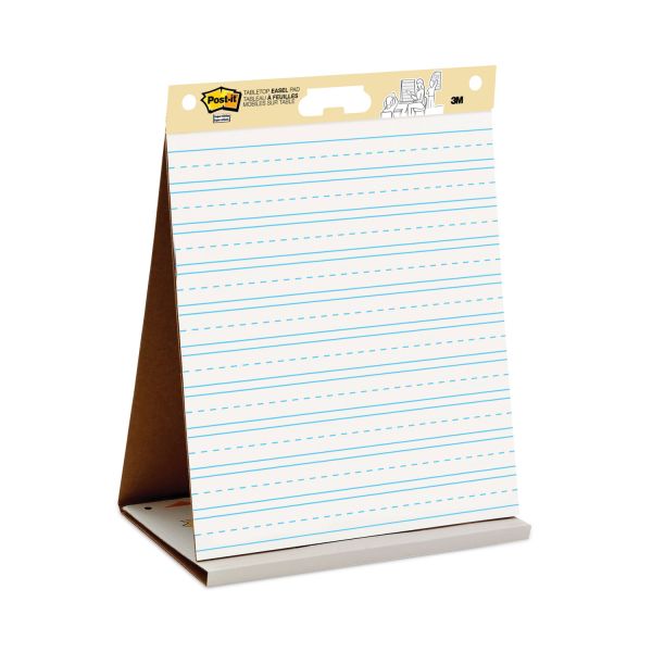 Post-it Easel Pads Self Stick Tabletop Easel Ruled Pad, Command Strips, 20 x 23, White, 20 Shts/Pad