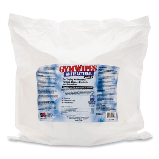 2XL Antibacterial Gym Wipes Refill, 6 x 8, 700 Wipes/Pack, 4 Packs/Carton