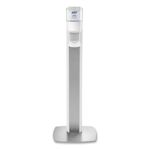 PURELL MESSENGER ES8 Silver Panel Floor Stand with Dispenser, 1,200 mL, 16.75 x 6 x 40, Silver/White