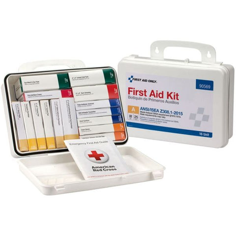 First Aid Only Unitized ANSI Class A Weatherproof First Aid Kit for 25 People, 84 Pieces, Plastic