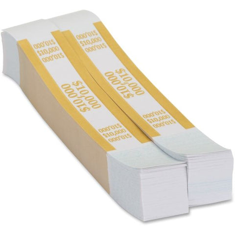 PAP-R Currency Straps 1.25" Width - Self-sealing, Self-adhesive, Durable - 20 lb Basis Weight - Kraft - White, Yellow