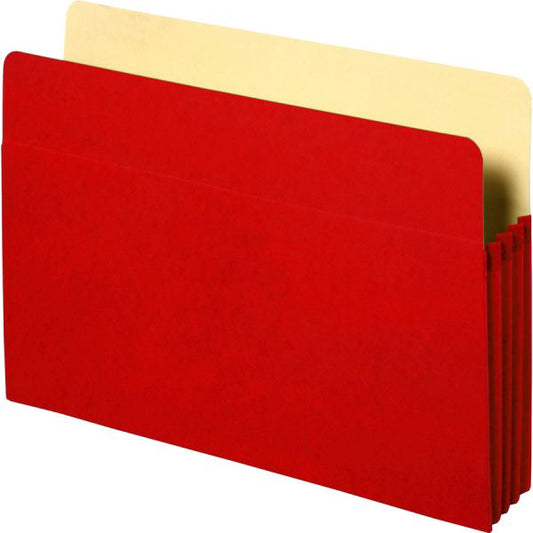 Business Source Letter Recycled File Pocket 8 1/2" x 11" - 3 1/2" Expansion - Red - 10% Recycled - 1 Each