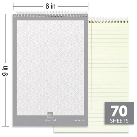 Steno Book, 6" x 9", Gregg Ruled, 70 Sheets, Greentint