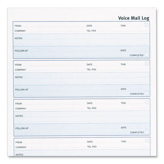 Rediform Follow-up Wirebound Voice Mail Log Book, One-Part (No Copies), 7.5 x 2, 5 Forms/Sheet, 500 Forms Total